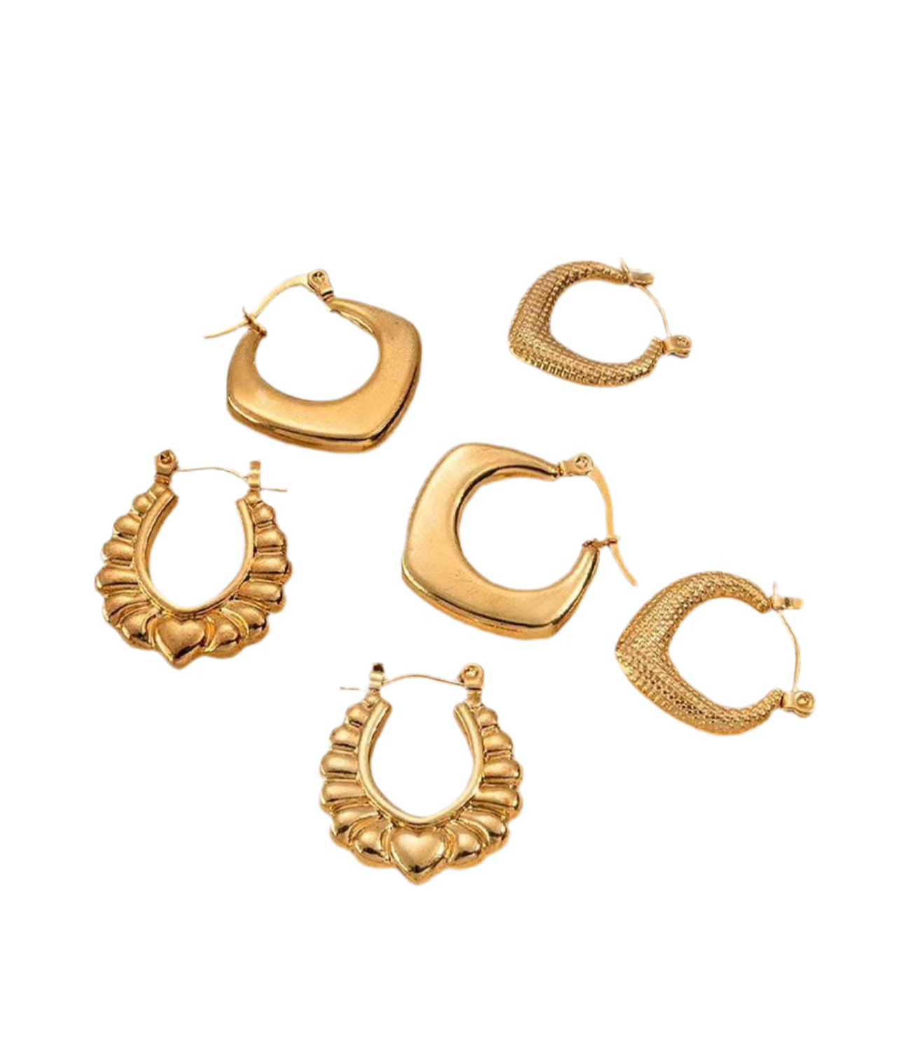 6 pcs gold earrings