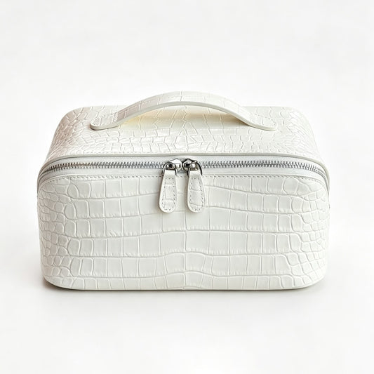 White Croc Divided Vanity
