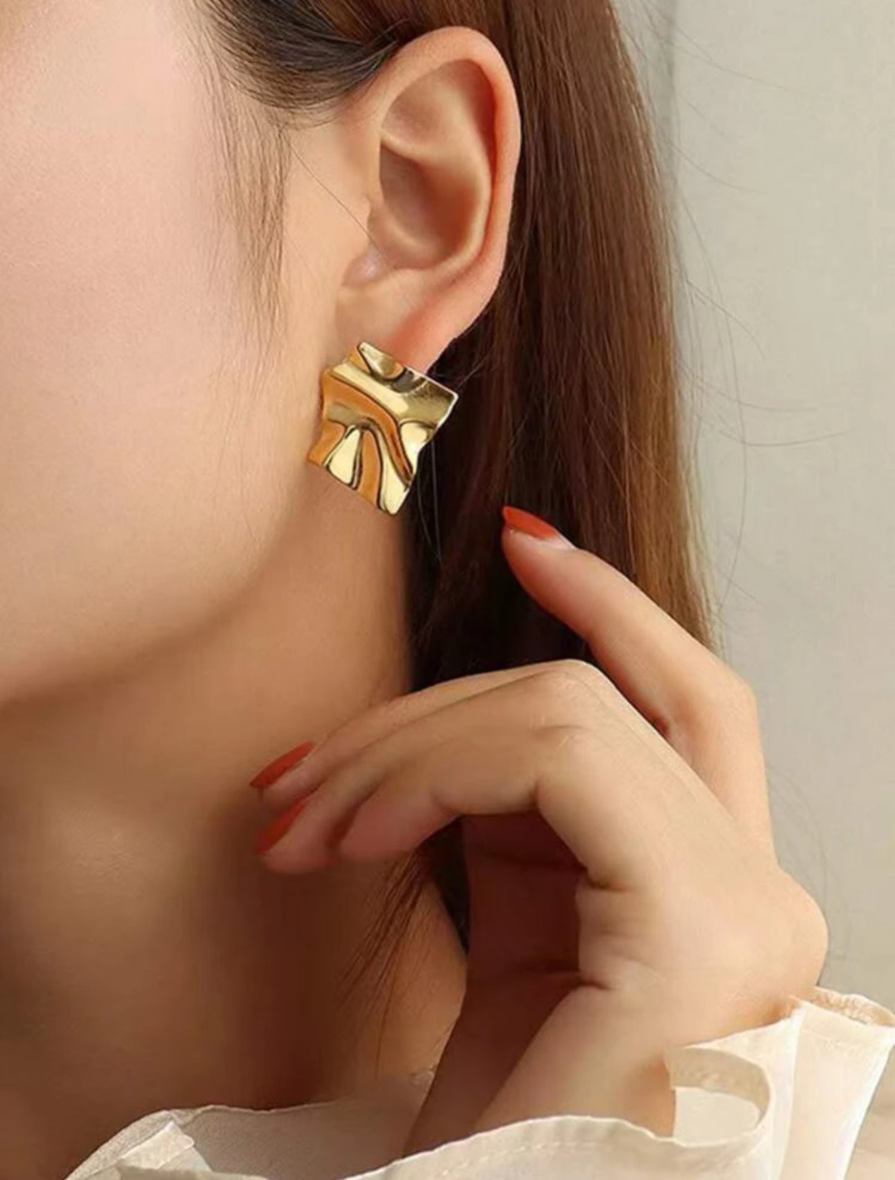 Textured gold earrings